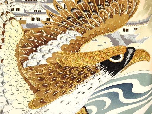 平和屋着物[]七五三 男の子 祝着・長襦袢(袷)セット 駒刺繍 鷹 鷲 風景立波