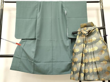平和屋着物[]七五三　男の子　祝着・行灯袴セット　豆がら茶色　DABA3958ma