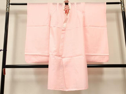 平和屋着物[]七五三　女の子　７歳　祝着　四つ身　長襦袢(単衣・半衿刺繍)セット　舞蝶花車文　暈し染め　金彩　逸品　DABA3959ma