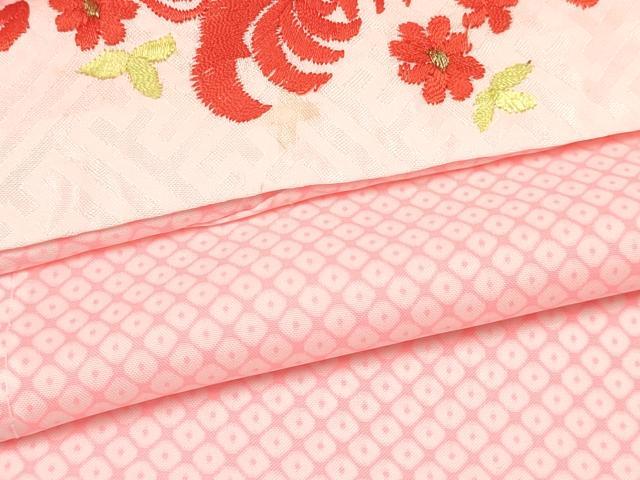 平和屋着物[]七五三　女の子　７歳　祝着　四つ身　長襦袢(単衣・半衿刺繍)セット　舞蝶花車文　暈し染め　金彩　逸品　DABA3959ma