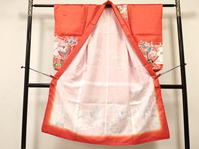 平和屋着物[]七五三　女の子　７歳　祝着　四つ身　鞠花蝶文　金彩　逸品　DABA3966ma