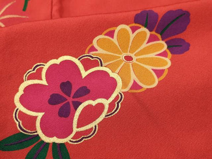 平和屋着物[]七五三　女の子　７歳　祝着　四つ身　刺繍　花蝶文　金彩　逸品　DABA3967ma