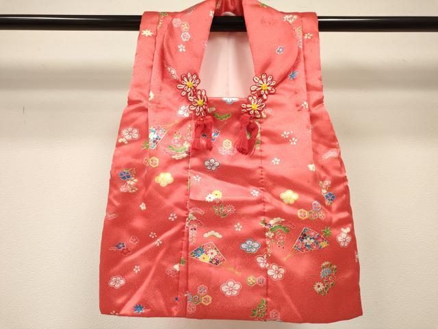 平和屋着物[]七五三　女の子　３歳　祝着　三つ身　長襦袢(単衣)・被布セット　扇面花文　洗える着物　DABA3969ma