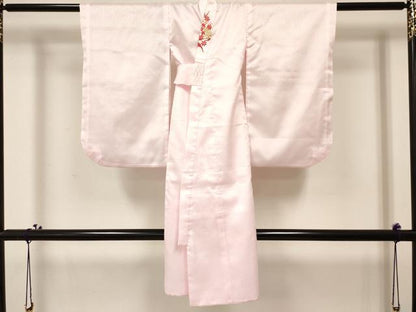 平和屋着物[]七五三　女の子　３歳　祝着　三つ身　長襦袢(袷・半衿刺繍)セット　駒刺繍　鞠花文　金彩　逸品　DABA3971ma