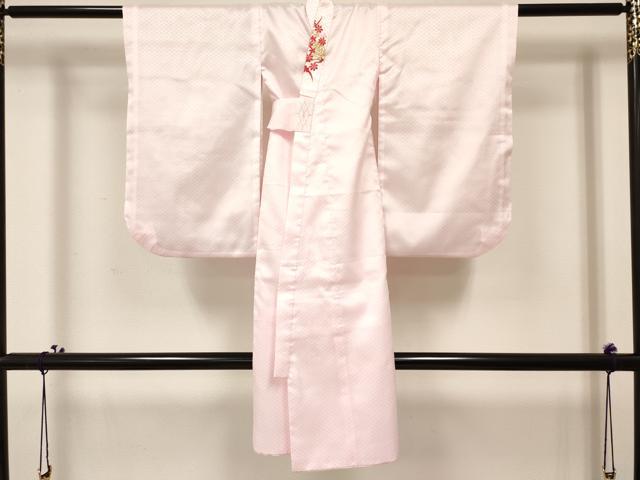 平和屋着物[]七五三　女の子　３歳　祝着　三つ身　長襦袢(袷・半衿刺繍)セット　駒刺繍　鞠花文　金彩　逸品　DABA3971ma