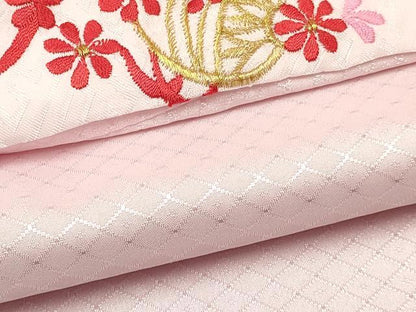 平和屋着物[]七五三　女の子　３歳　祝着　三つ身　長襦袢(袷・半衿刺繍)セット　駒刺繍　鞠花文　金彩　逸品　DABA3971ma