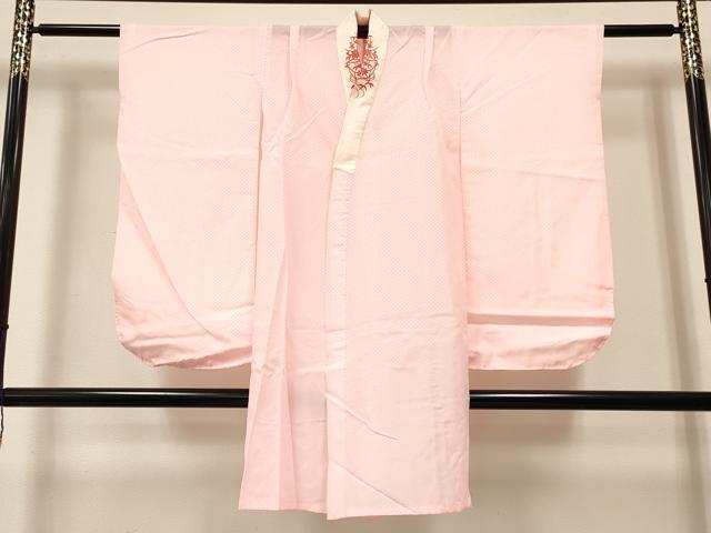 平和屋着物[]七五三　女の子　７歳　祝着　四つ身　長襦袢(無双仕立て・半衿刺繍)セット　檜扇熨斗花文　暈し染め　金彩　逸品　DABA3972ma