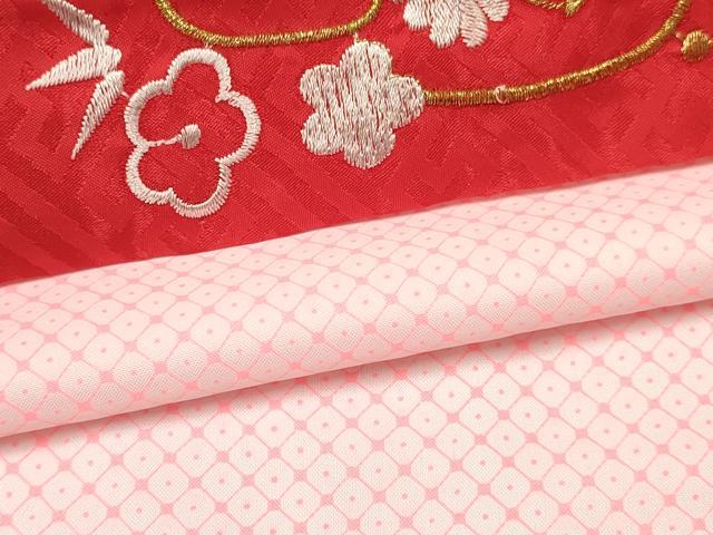 平和屋着物[]七五三　女の子　７歳　祝着　四つ身　襦袢(単衣・半衿刺繍)セット　草花文　暈し染め　金彩　DABA3973ma