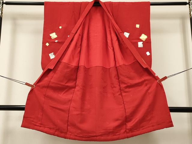 平和屋着物[]七五三　女の子　３歳　祝着　三つ身　破れ色紙散らし　金銀彩　逸品　DABA3978ma