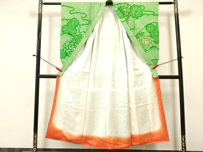 平和屋着物∵女の子 十三参り 子供 祝着 駒刺繍 絞り 草花文 逸品 DABA3981ma