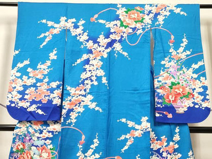 平和屋着物[]七五三　女の子　７歳　祝着　四つ身　駒刺繍　陶器花文　暈し染め　金彩　逸品　DABA3988ma