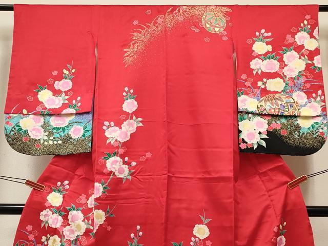 平和屋着物[]七五三　女の子　７歳　祝着　四つ身　鞠花文　金彩　逸品　DABA3989ma