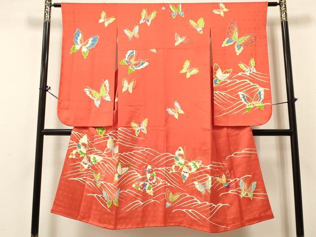 平和屋着物[]七五三　女の子　７歳　祝着　四つ身　流水舞蝶吉祥花文　金彩　大丸扱い　逸品　DABA3990ma