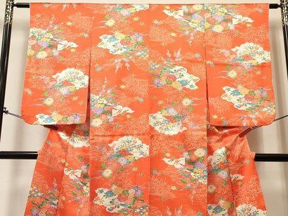 平和屋着物∵女の子　十三参り　子供　祝着　風景花文　逸品　DABA3992ma