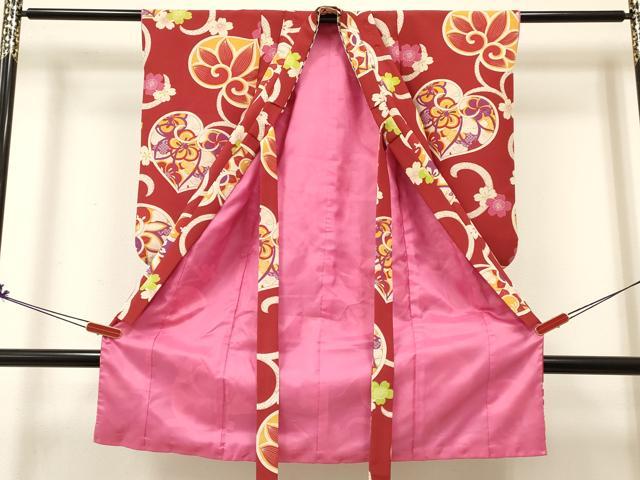 平和屋着物[]七五三　女の子　３歳　祝着　三つ身　花唐草文　洗える着物　DABA3997ma