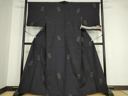 平和屋着物●本場結城紬 重要無形文化財 色紙重ね文 80亀甲 跳び亀甲柄 証紙付き 正絹 逸品 DABA4012az