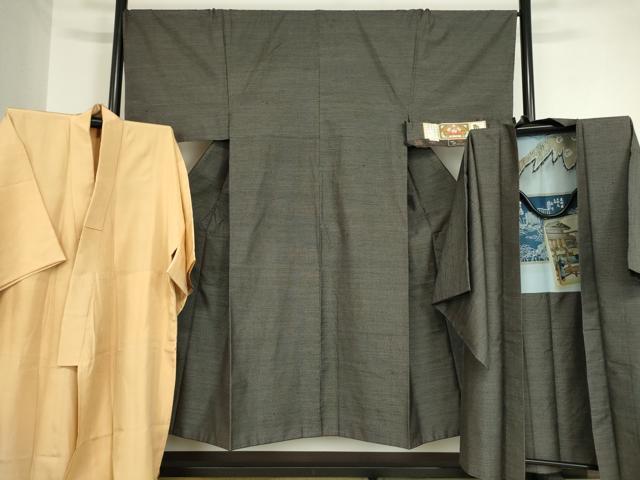 平和屋着物●男性 本場大島紬 アンサンブル 長襦袢(単衣) 100亀甲 総詰め 福山ナスミ作 証紙付き 正絹 逸品 DABA4016az