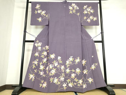 平和屋着物●手描き友禅作　腰原淳策　訪問着　刺繍　枝桜文　金彩　正絹　逸品　DABA4081az