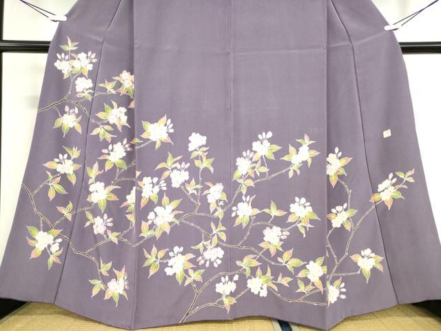 平和屋着物●手描き友禅作　腰原淳策　訪問着　刺繍　枝桜文　金彩　正絹　逸品　DABA4081az