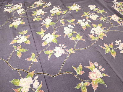 平和屋着物●手描き友禅作　腰原淳策　訪問着　刺繍　枝桜文　金彩　正絹　逸品　DABA4081az