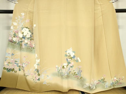 平和屋着物●訪問着　草花文　暈し染め　金彩　正絹　逸品DABA4082az