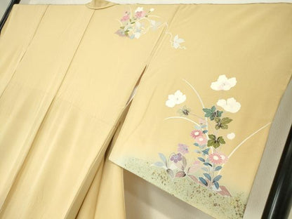 平和屋着物●訪問着　草花文　暈し染め　金彩　正絹　逸品DABA4082az