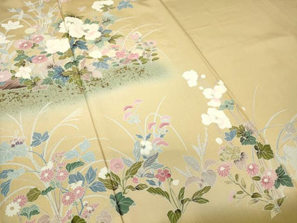 平和屋着物●訪問着　草花文　暈し染め　金彩　正絹　逸品DABA4082az