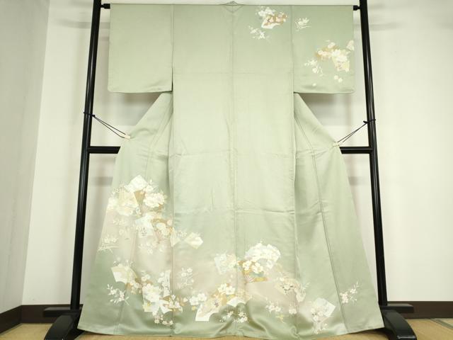 平和屋着物●訪問着　吉祥地紙花文　金彩　正絹　逸品　DABA4084az