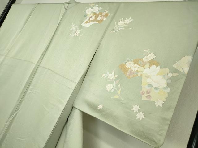 平和屋着物●訪問着　吉祥地紙花文　金彩　正絹　逸品　DABA4084az