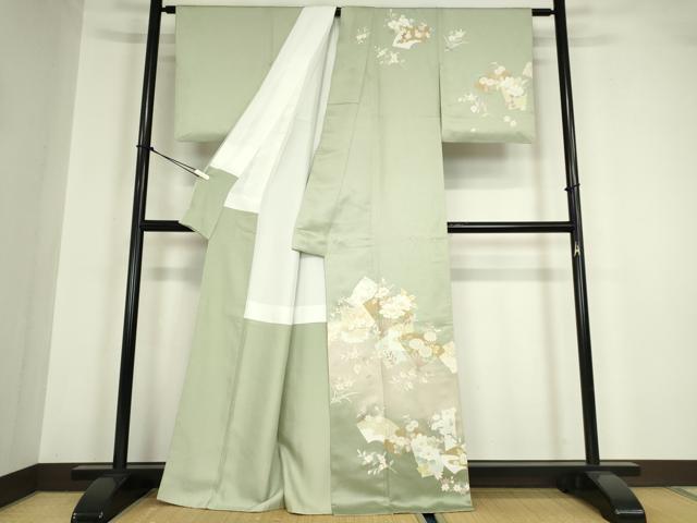平和屋着物●訪問着　吉祥地紙花文　金彩　正絹　逸品　DABA4084az