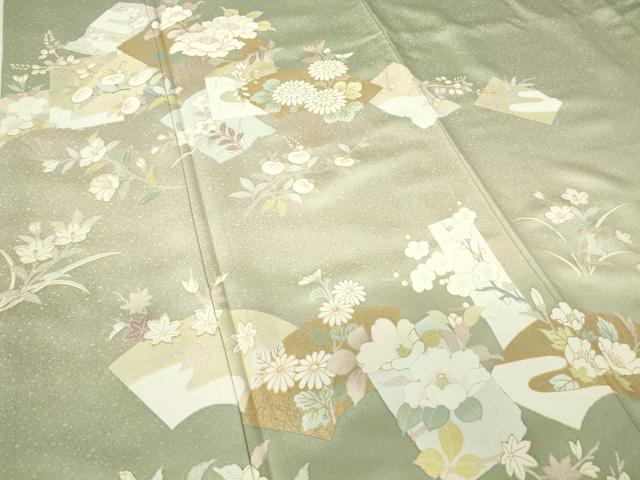 平和屋着物●訪問着　吉祥地紙花文　金彩　正絹　逸品　DABA4084az