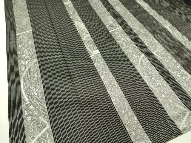 平和屋着物●中国三大刺繍　スワトウ刺繍　汕頭刺繍　本場大島紬　草花間道　正絹　逸品　DABA4085az