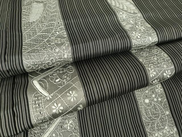 平和屋着物●中国三大刺繍　スワトウ刺繍　汕頭刺繍　本場大島紬　草花間道　正絹　逸品　DABA4085az 平和屋着物○本場大島紬 訪問着 中国三大刺繍 汕頭刺繍 スワトウ刺繍