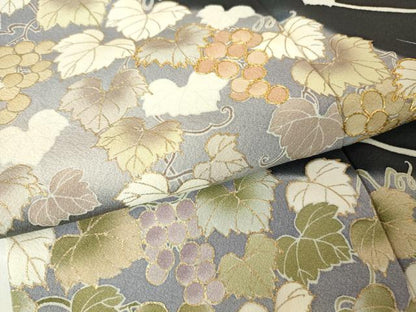 平和屋着物●訪問着　駒刺繍　葡萄蔦の葉文　暈し染め　金彩　京都きもの友禅扱い　正絹　逸品　DABA4086az