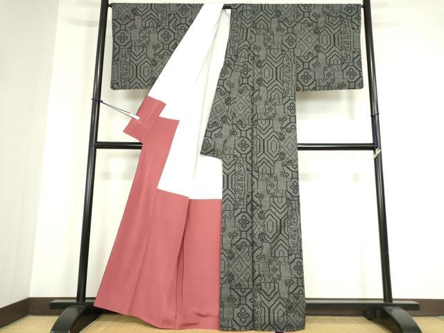 平和屋着物●本場大島紬　7マルキ　亀甲花文　正絹　逸品　DABA4091az