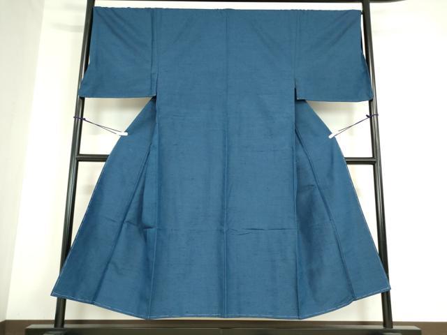 平和屋着物●男性　紬　紺色　キングサイズ　正絹　逸品　未使用　DABA4095az