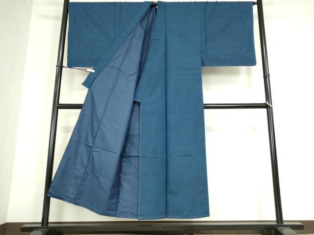 平和屋着物●男性　紬　紺色　キングサイズ　正絹　逸品　未使用　DABA4095az
