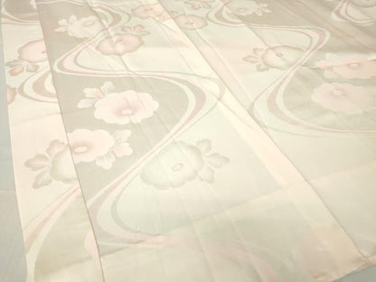 平和屋着物●振袖用長襦袢　無双仕立て　半衿刺繍　流水花地紋　暈し染め　広衿仕立て　正絹　逸品　DABA4097az