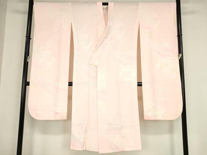 平和屋着物●振袖用長襦袢　無双仕立て　孔雀花地紋　暈し染め　正絹　逸品　DABA4098az