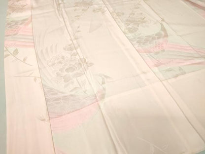 平和屋着物●振袖用長襦袢　無双仕立て　孔雀花地紋　暈し染め　正絹　逸品　DABA4098az