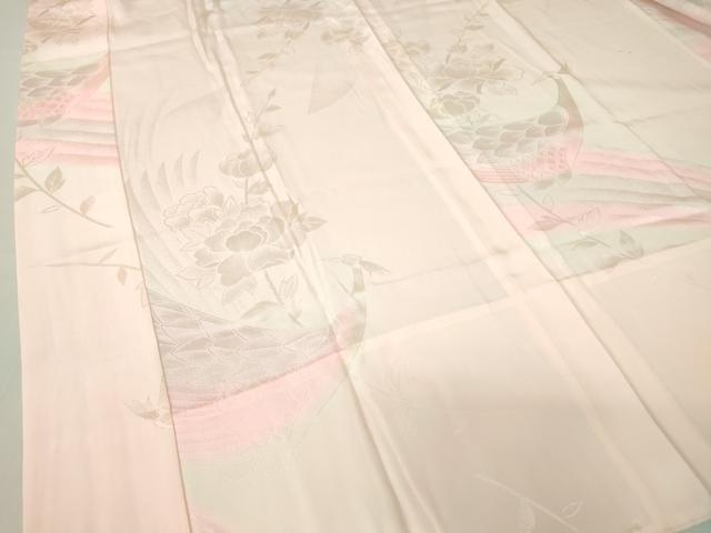平和屋着物●振袖用長襦袢　無双仕立て　孔雀花地紋　暈し染め　正絹　逸品　DABA4098az