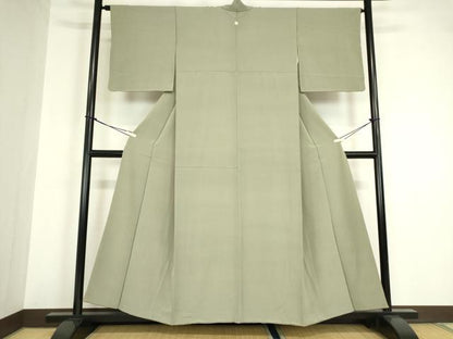 平和屋着物●上質な色無地　利休鼠色　正絹　逸品　DABA4101az