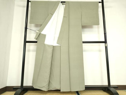 平和屋着物●上質な色無地　利休鼠色　正絹　逸品　DABA4101az