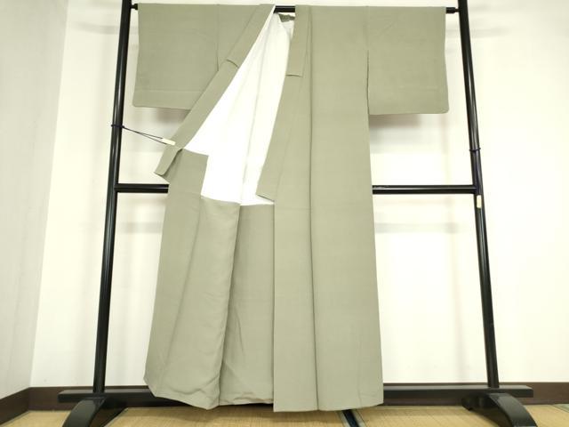 平和屋着物●上質な色無地　利休鼠色　正絹　逸品　DABA4101az