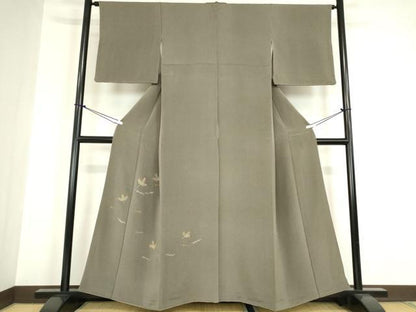 平和屋着物●訪問着 総刺繍 零れ松葉 金糸 鬼しぼ縮緬 反端付き 正絹 逸品 DABA4111az