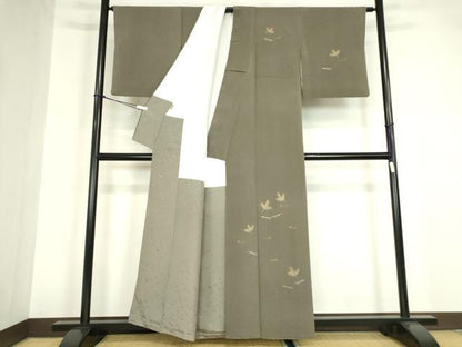 平和屋着物●訪問着 総刺繍 零れ松葉 金糸 鬼しぼ縮緬 反端付き 正絹 逸品 DABA4111az