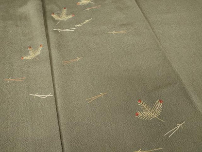 平和屋着物●訪問着 総刺繍 零れ松葉 金糸 鬼しぼ縮緬 反端付き 正絹 逸品 DABA4111az