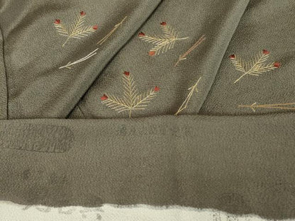 平和屋着物●訪問着 総刺繍 零れ松葉 金糸 鬼しぼ縮緬 反端付き 正絹 逸品 DABA4111az