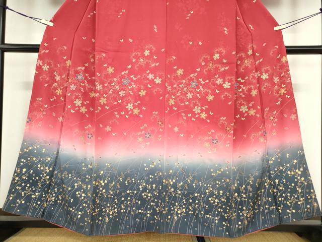 平和屋着物●訪問着　作家物　手描き　舞桜文　正絹　逸品　AABH9723ph 平和屋着物○訪問着 舞桜文 暈し染め 金彩 正絹 逸品 DABA4117az