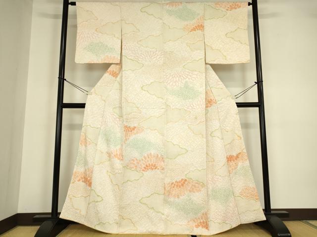 平和屋着物●訪問着　総絞り　雲取り七宝文　正絹　逸品　DABA4119az